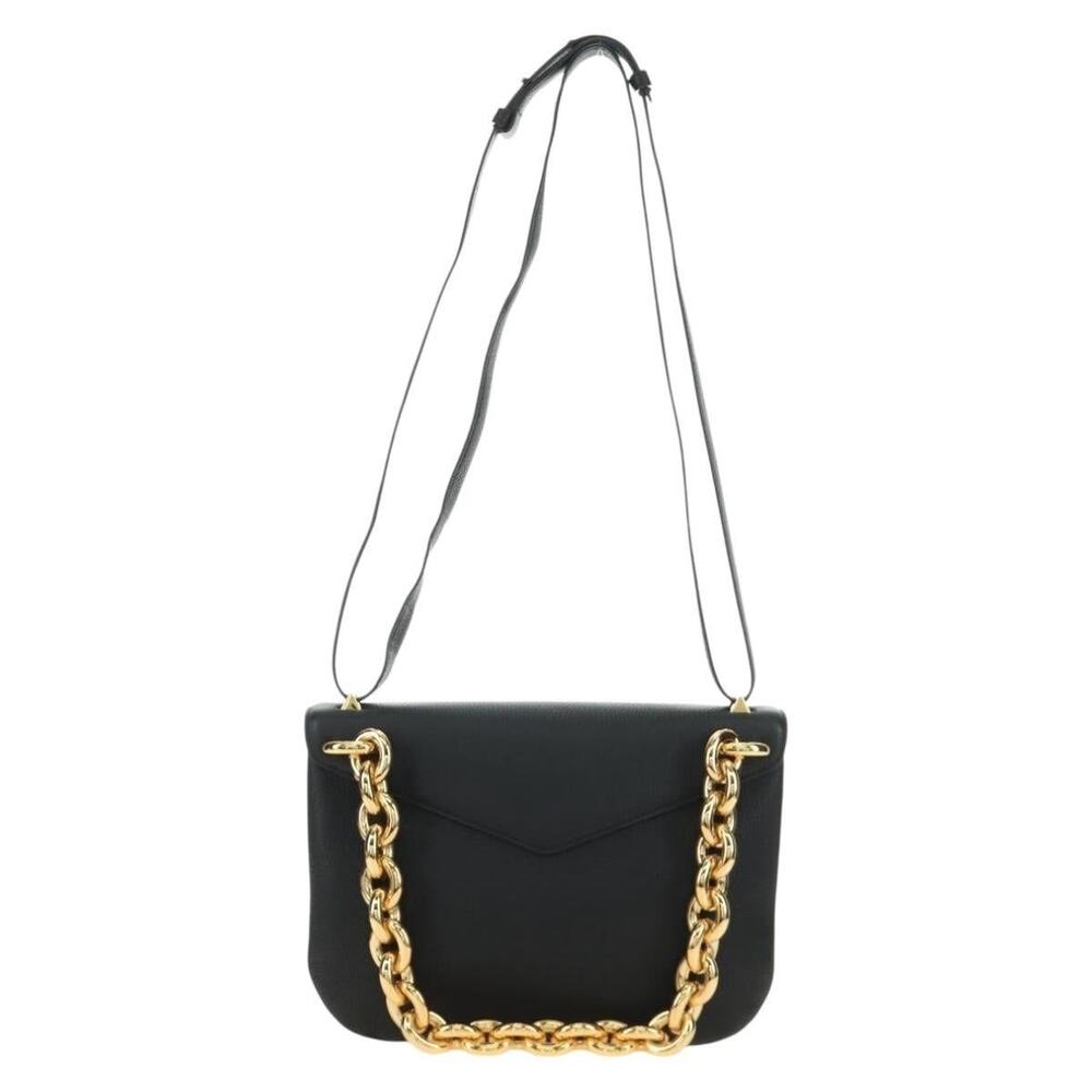Bottega Veneta Leather Chain Shoulder Bag Black